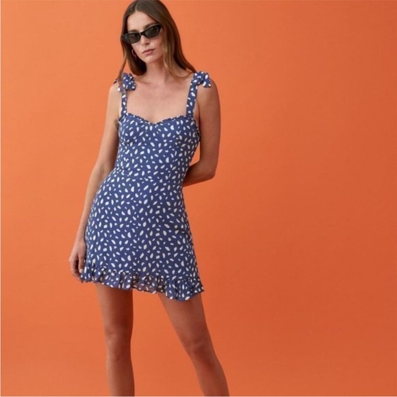 Reformation Mini Dress in Navy & White Moray - Picture 4 of 4